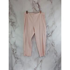 J Jill Pant Women Medium Petite Pink Linen Pull On Minimal Crop Capri Elastic